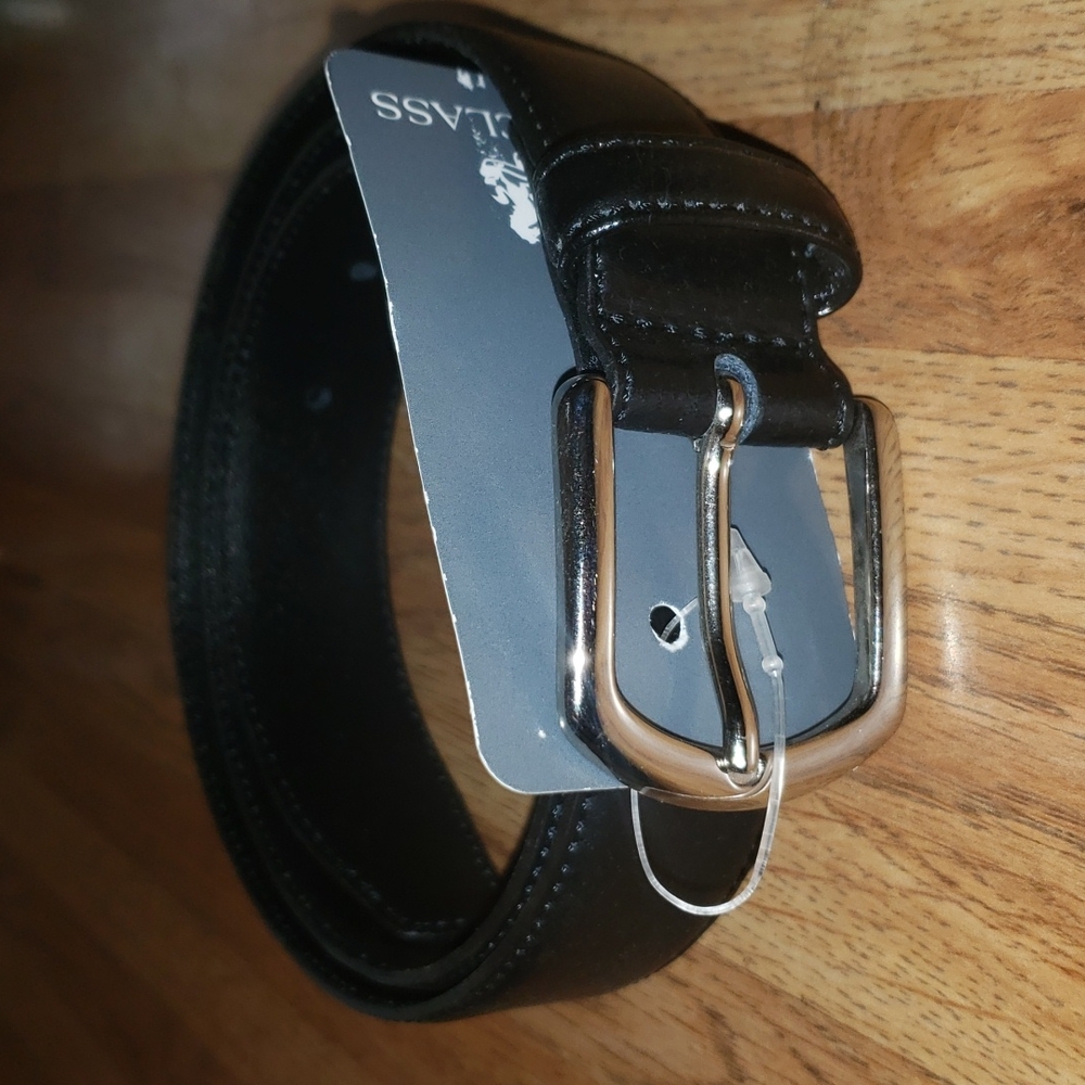 Royal Class Black Mens Leather Belt 34"